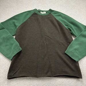 JCrew vintage green and gray 100% wool sweater